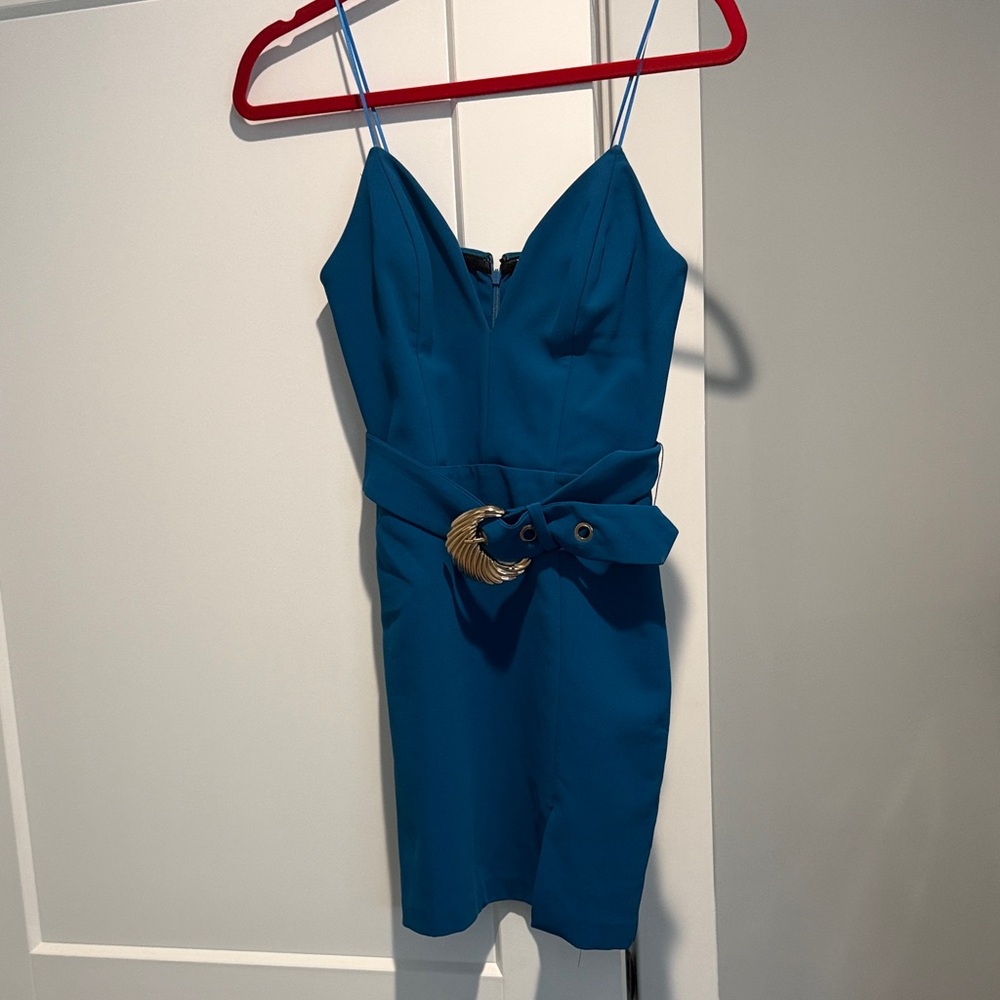 Amanda Uprichard Teal Mini Dress with Belt